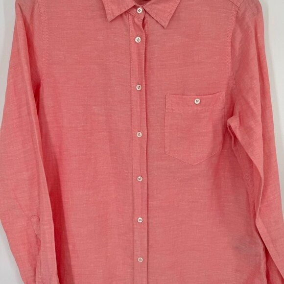 J. Crew Womens Coral Button-Up Shirt top tunic  Size 8 Linen Blend long sleeve - Picture 7 of 12